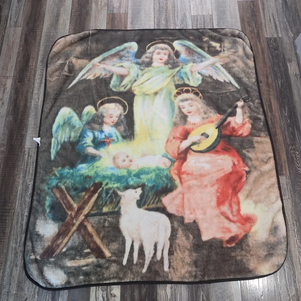 Nativity Scene Throw Blanket Christmas